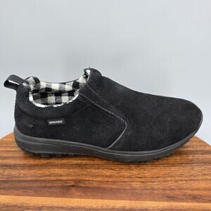Skechers Shoes Womens 8.5 Black Suede Leather Waterproof Slip On Outdoor Sneaker